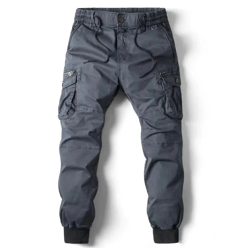 Mandotos Cargo Pants for Men Cotton Full Length Tactical Military Cargo Trousers Gray