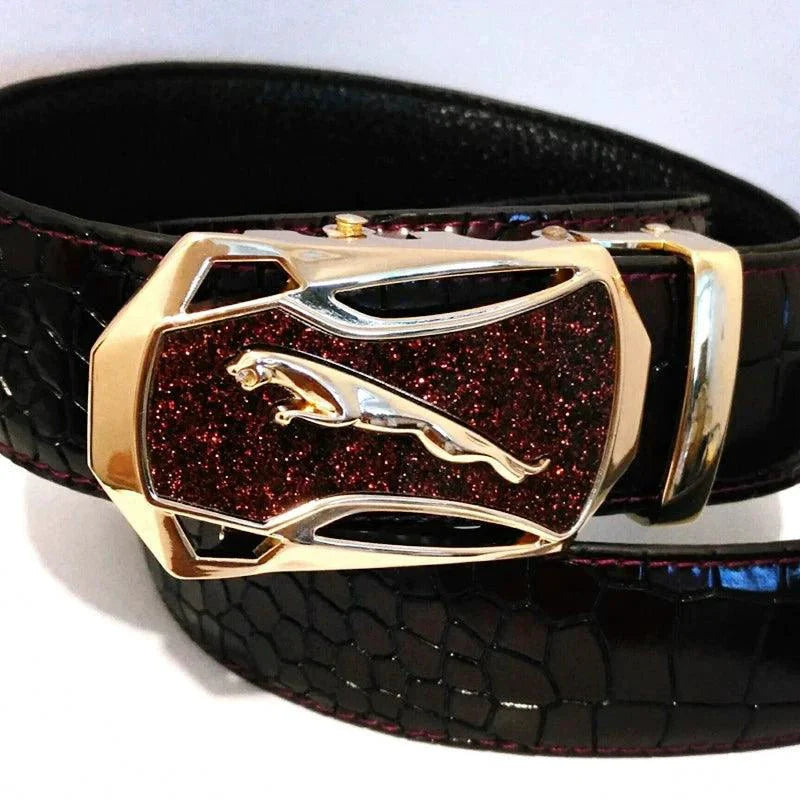 Men's Automatic Buckle Leather Belt - Leopard Sports Car Design