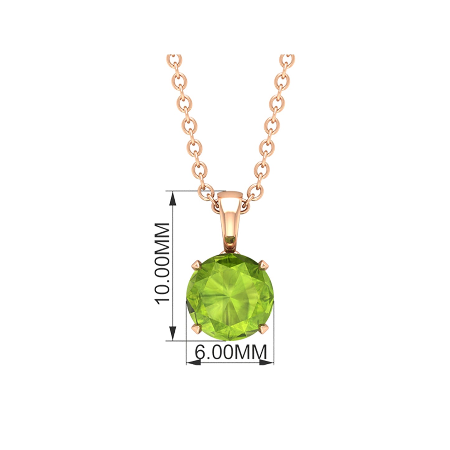 2 CT Round Cut Peridot Solitaire Pendant Necklace