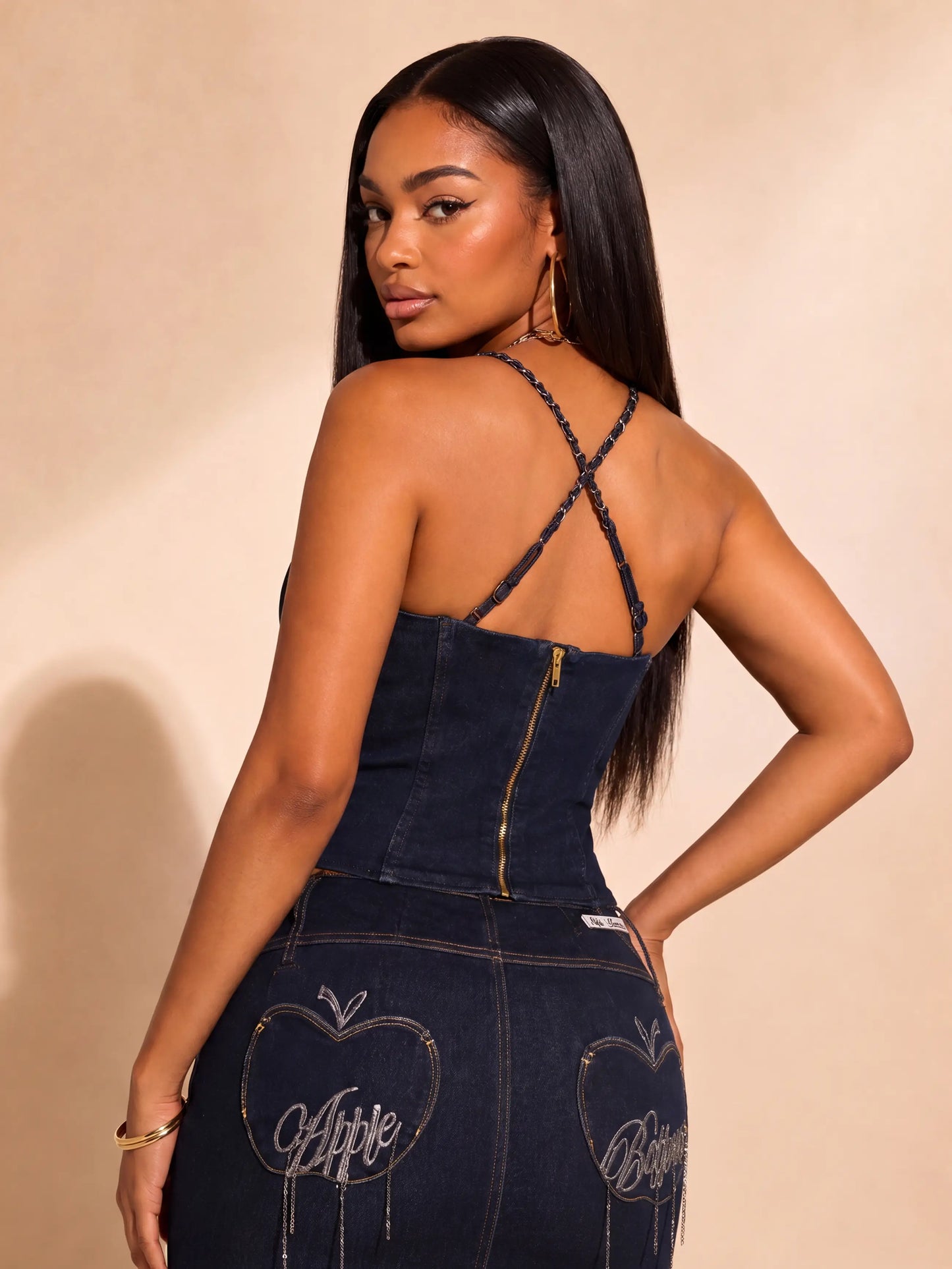 Denim Chain Link Corset