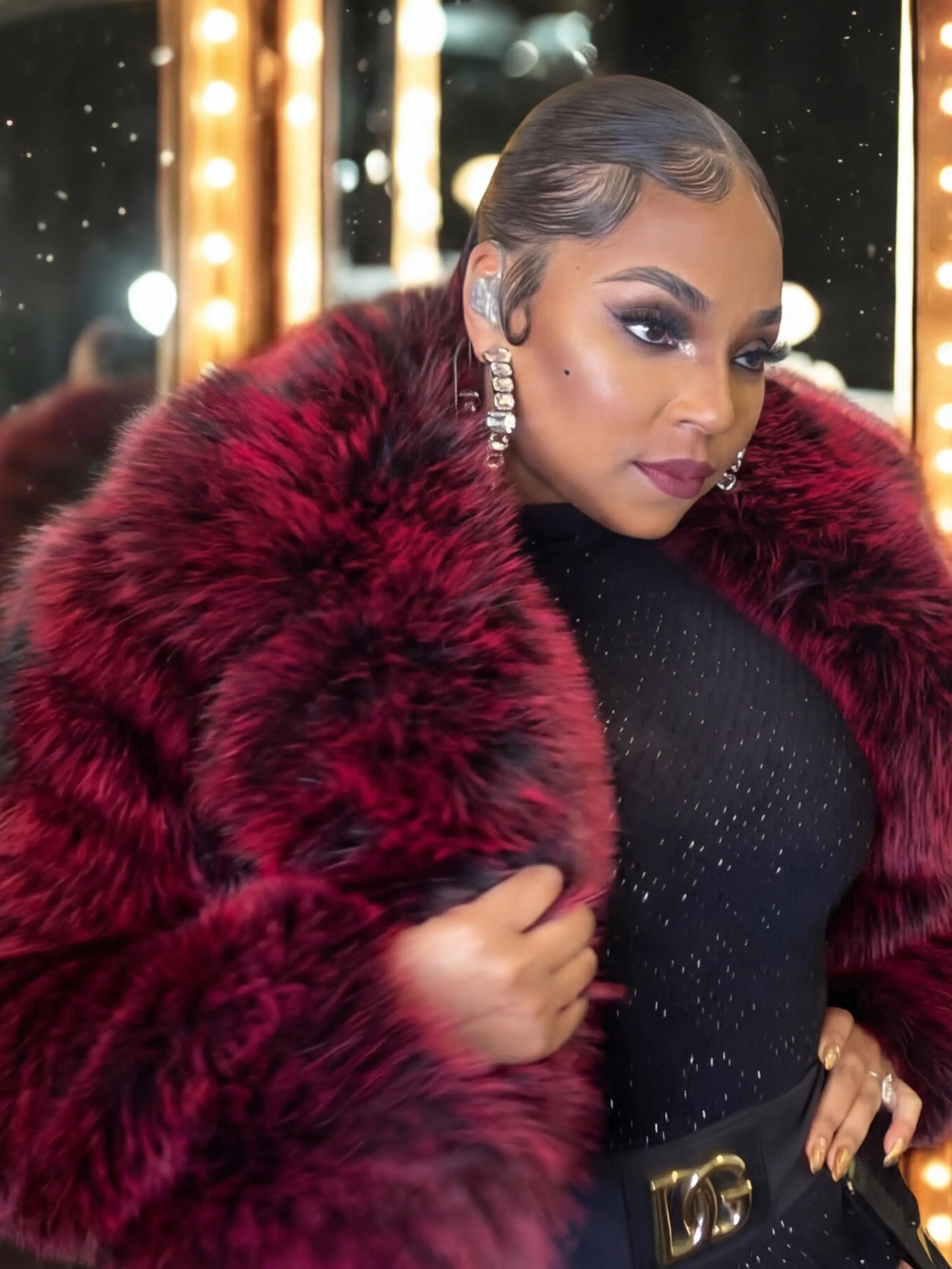 Y2K Fur Jacket - Red Delicious