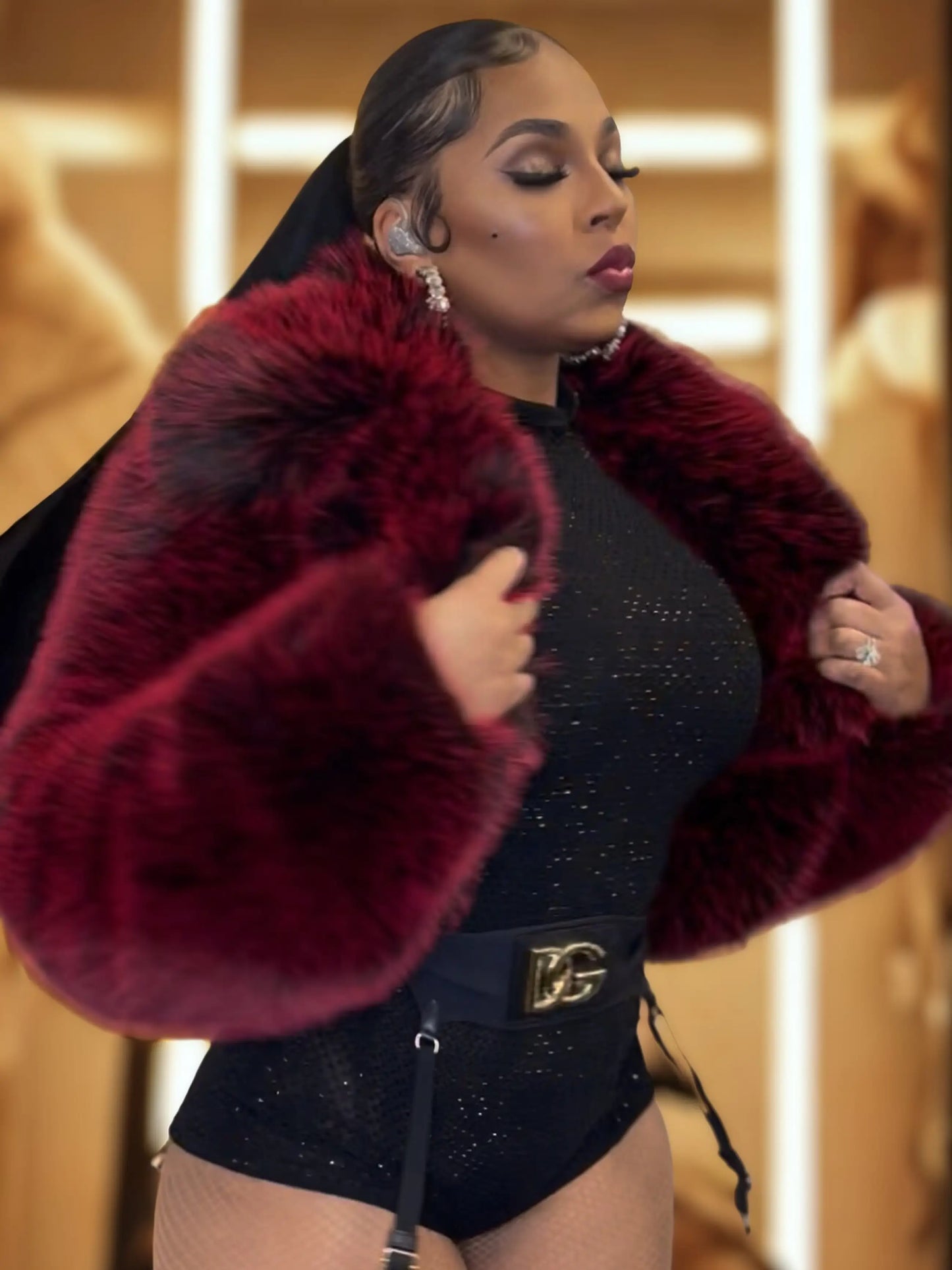 Y2K Fur Jacket - Red Delicious