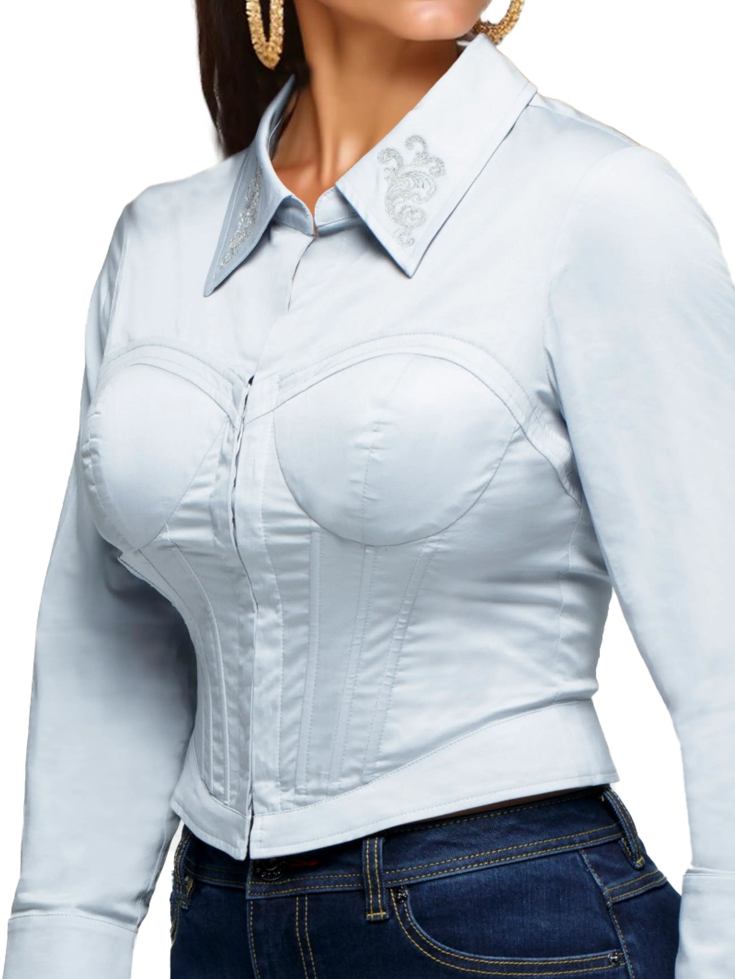 Trick 'em Corset Shirt - Sky