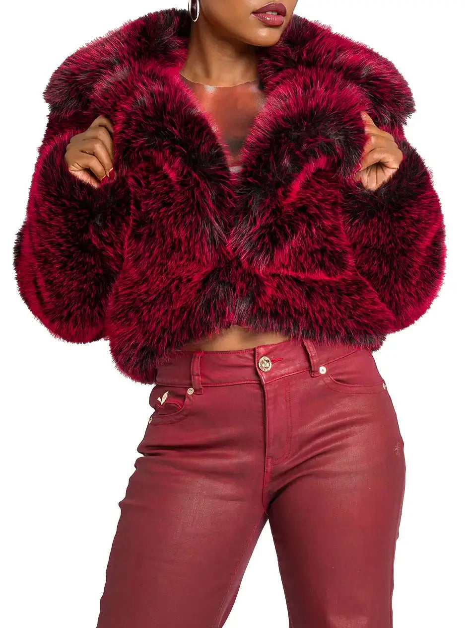 Y2K Fur Jacket - Red Delicious
