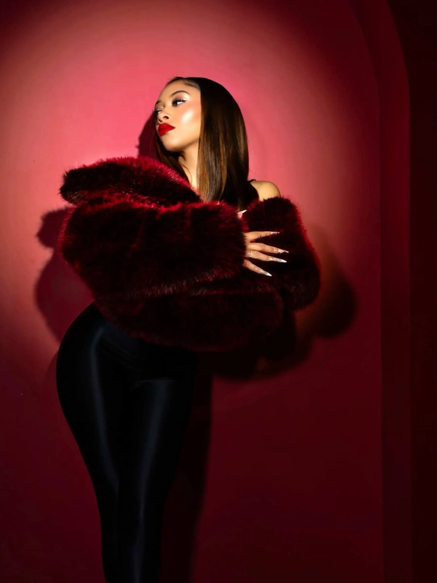 Y2K Fur Jacket - Red Delicious