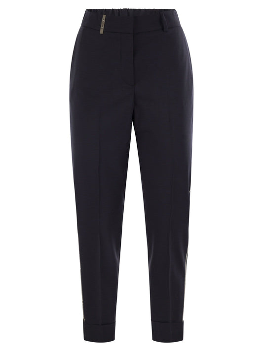 Peserico Women Virgin Wool Blend Trousers With Jewellery