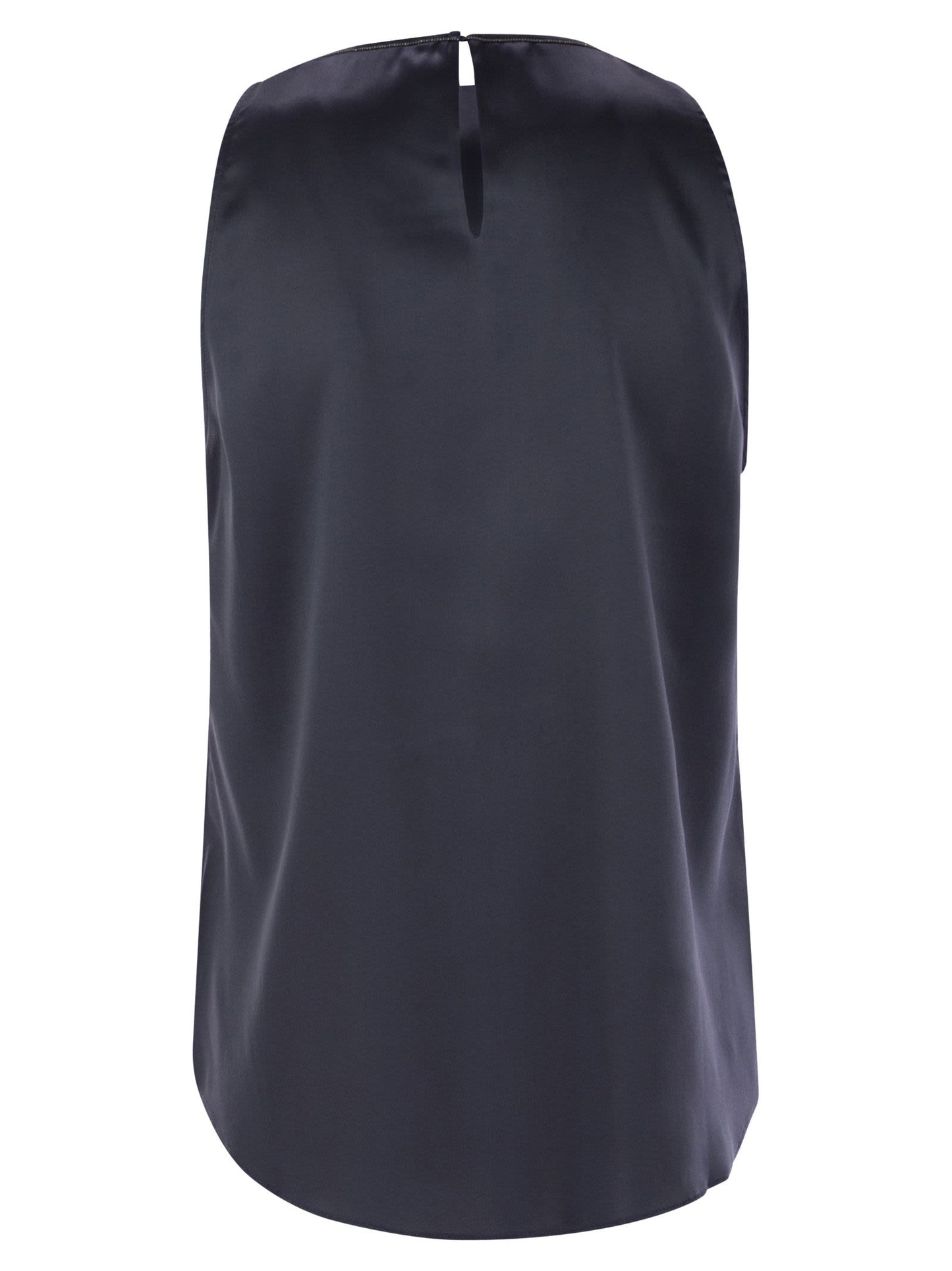 Brunello Cucinelli Women Stretch Silk Satin Top With Jewellery