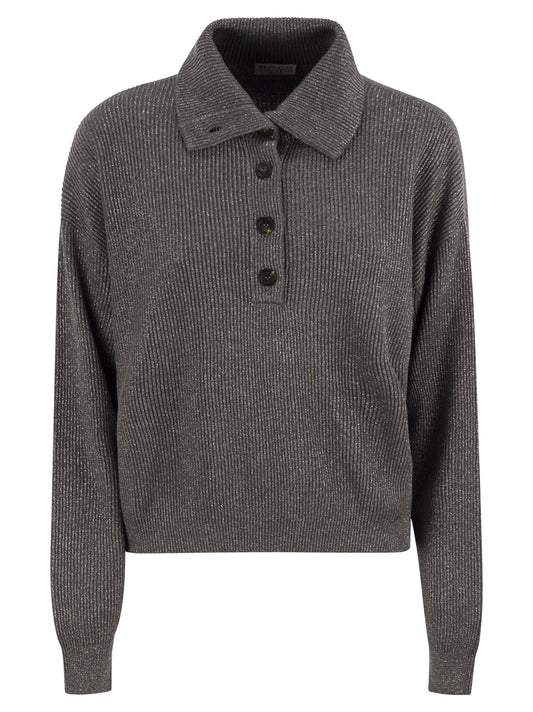 Brunello Cucinelli Women Cotton And Viscose Rib Knit High Collar