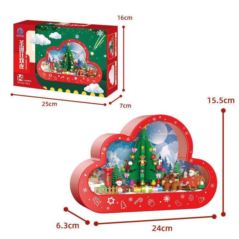 Mandotos Christmas Cloud Night Lamp With LED Lights Mirror Frame Assembled Building Blocks