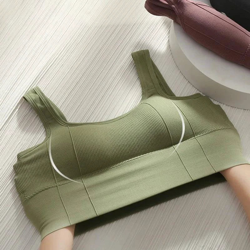 Mandotos Breathable Sports Bra Women Seamless Yoga Top Shockproof Crop Push Up Gym Workout