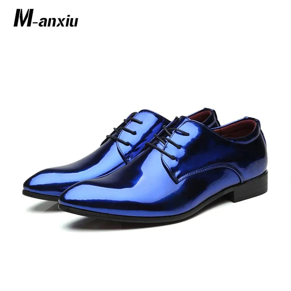 Mandotos Metallic Rose Gold Mens Dress Shoes Formal Office Footwear Classic Silhouette