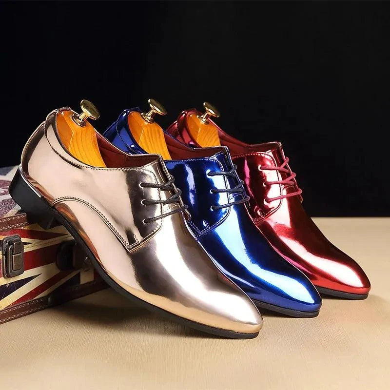 Mandotos Metallic Rose Gold Mens Dress Shoes Formal Office Footwear Classic Silhouette