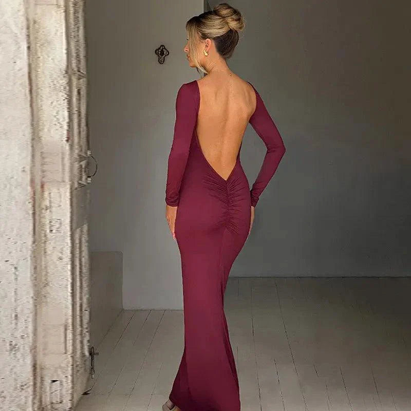Mandotos Chic Backless Silk Dress Milk Silk