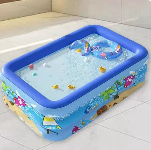 Mandotos Colorful Kids Inflatable Pool Durable PVC For Outdoor Backyard Summer Fun With Cartoon Graphics