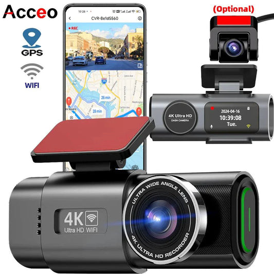 Acceo 4K Ultra HD Dash Cam Dual Lens With WiFi GPS Night Vision Parking Mode Built In