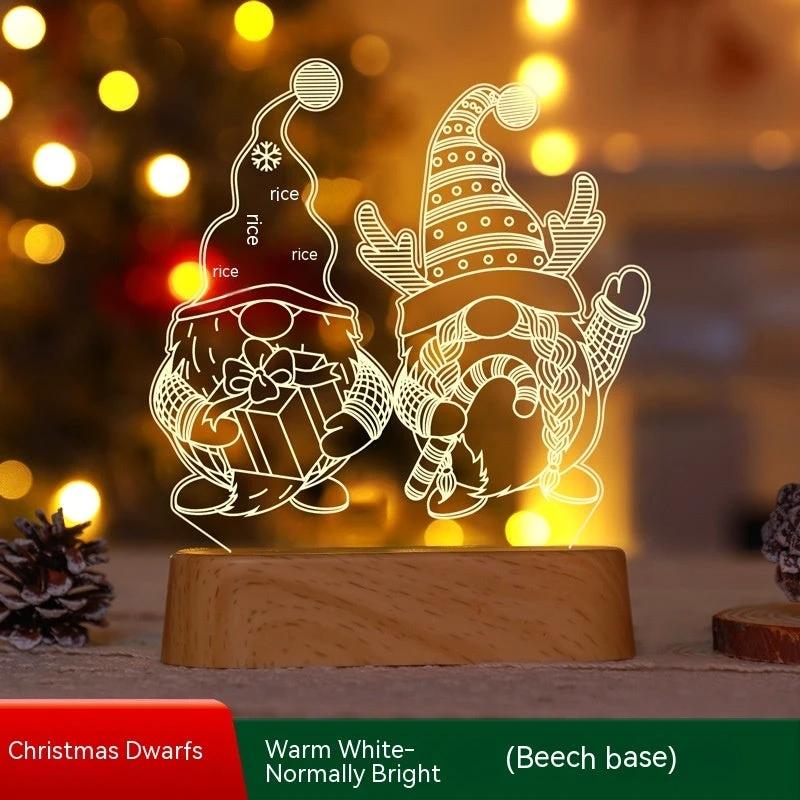 MANDOTOS Christmas 3D LED Acrylic Night Light Ornament Festive Holiday Decor Gift Idea For Kids