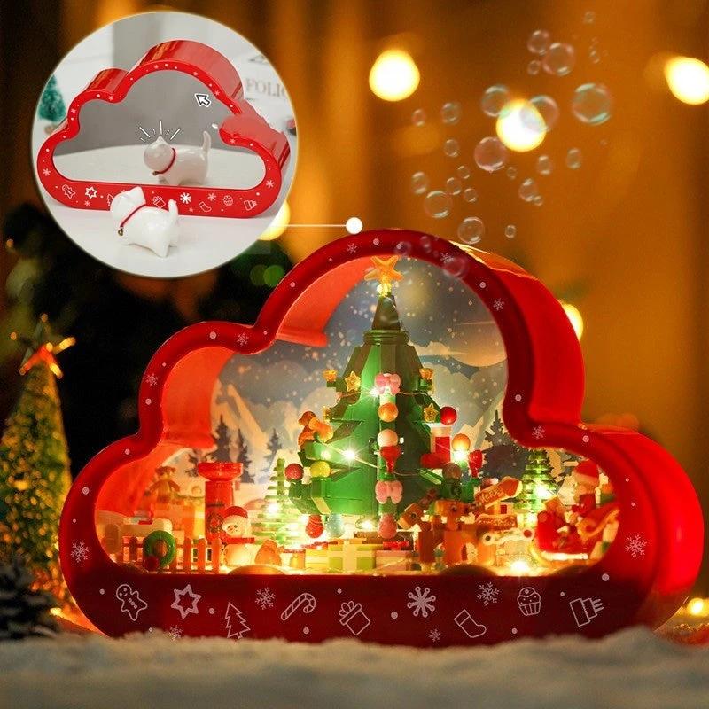 Mandotos Christmas Cloud Night Lamp With LED Lights Mirror Frame Assembled Building Blocks
