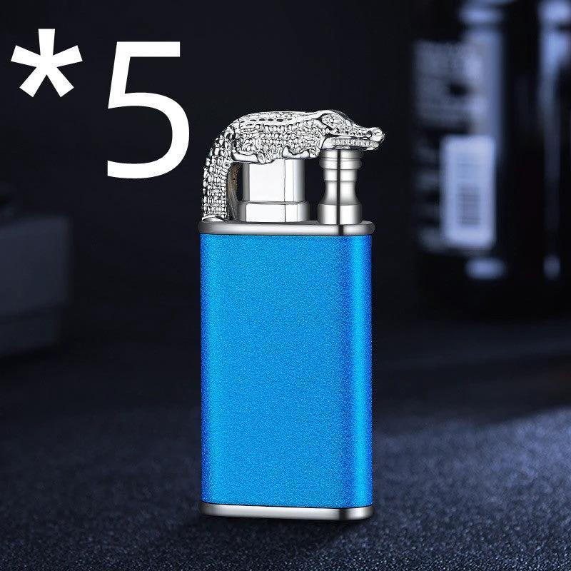 Mandotos Creative Blue Flame Lighter Dolphin Dragon Tiger Metal Windproof Double Flame Refillable