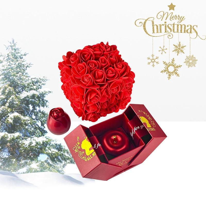 Valentine's Day Soap Rose Gift Box - Crystal Pendant Necklace Set