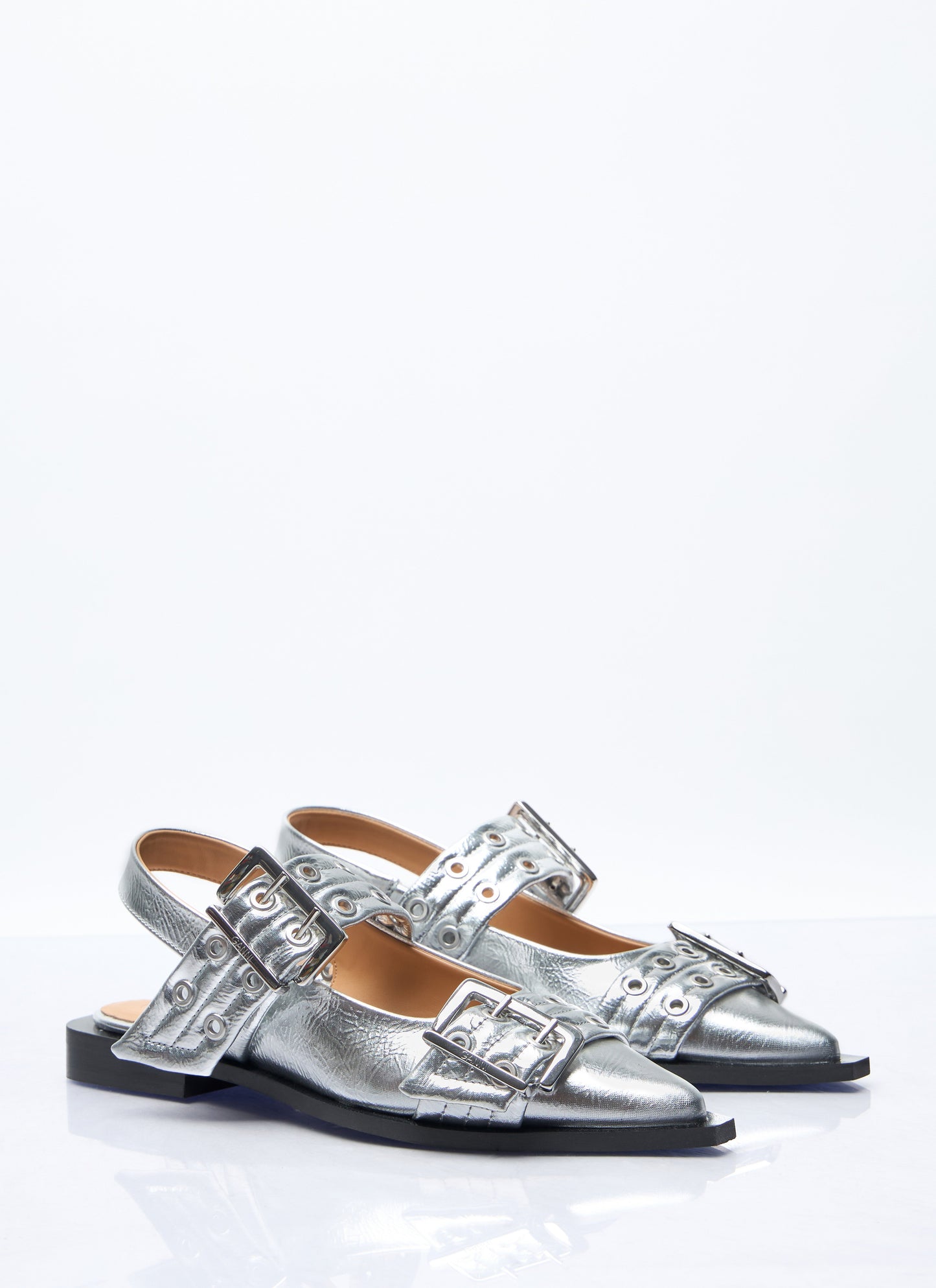 Ganni Women Feminine Buckle Ballerina Flats
