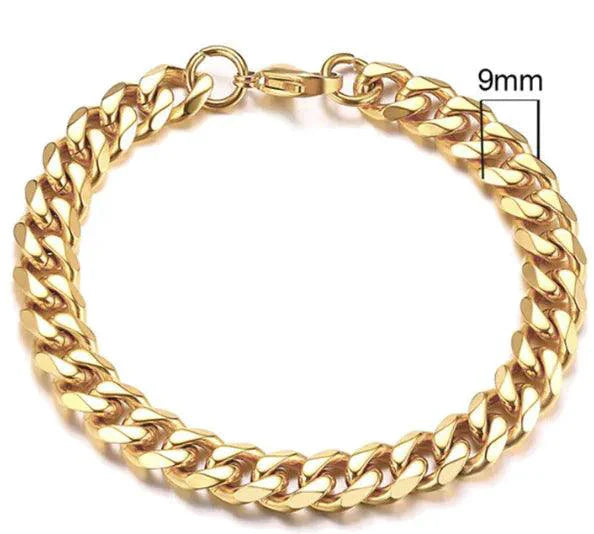 Gold-Tone Stainless Steel Cuban Bracelet 3-11mm