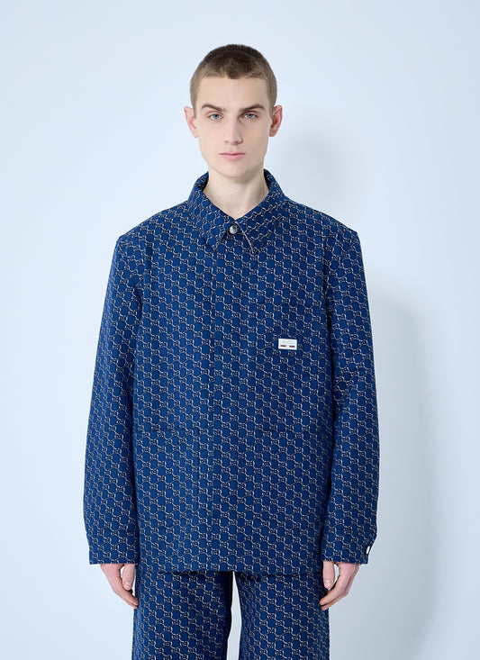 Gucci Men Cotton Jacquard Jacket With Gg Shadow
