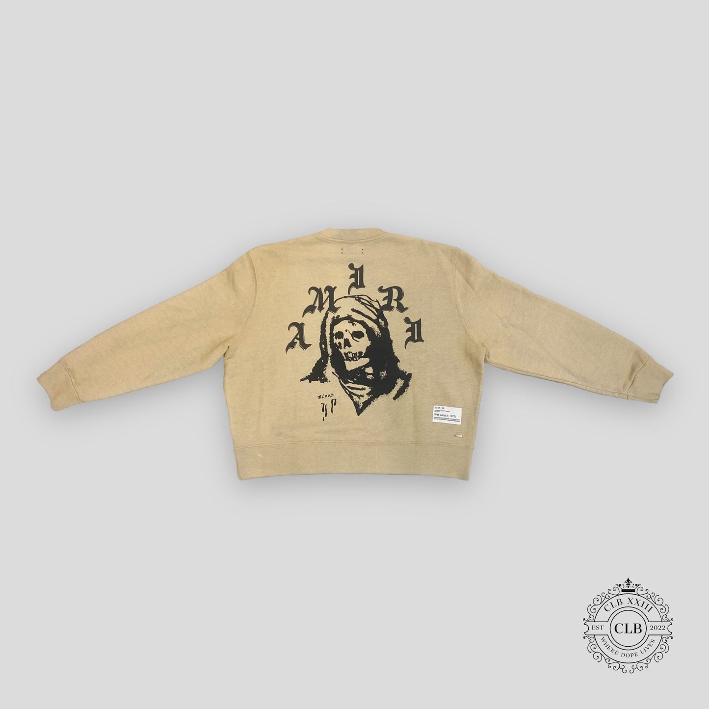 AMIRI WES LANG SOLAR KINGS CREWNECK - HEATHER BIRCH