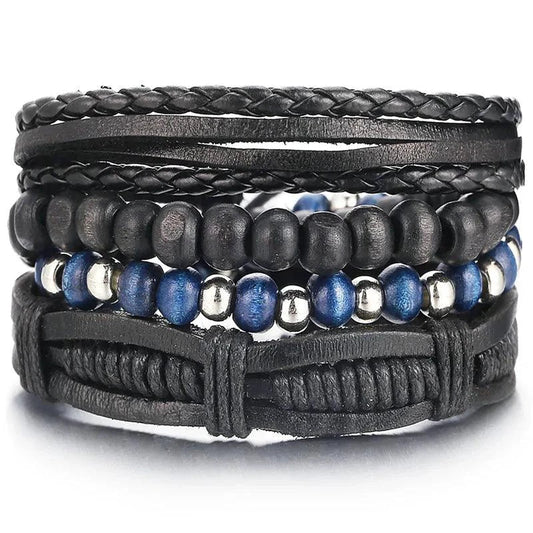 Layered Leather Charm Bracelet