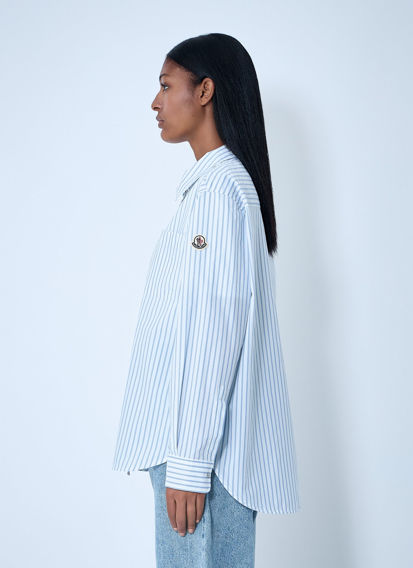 Moncler Women Striped Shirt With Logo Patch