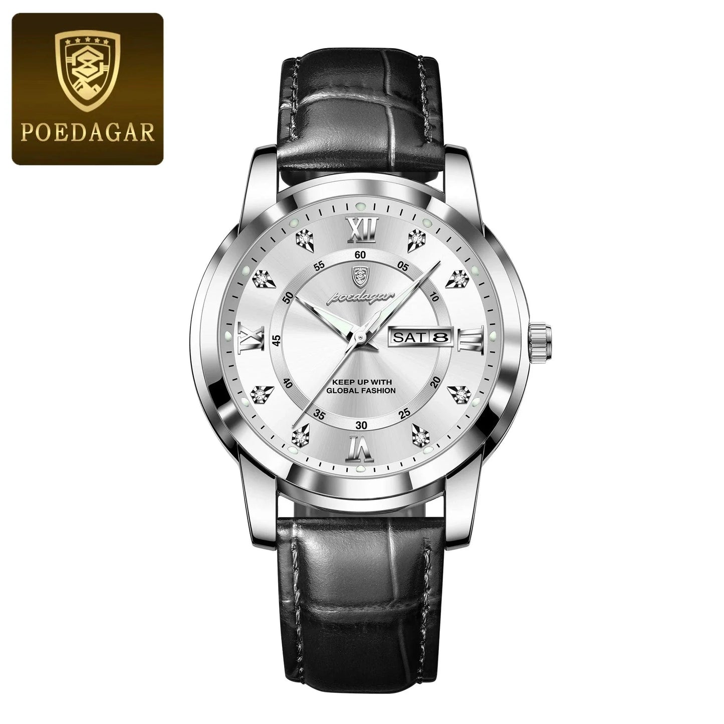 POEDAGAR Waterproof Leather Men's Quartz Watch
