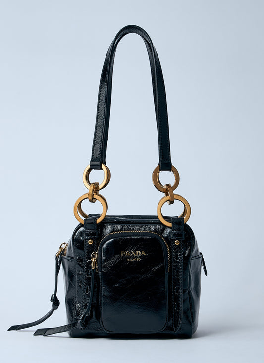 Prada Women Mini Dangle Leather Handbag