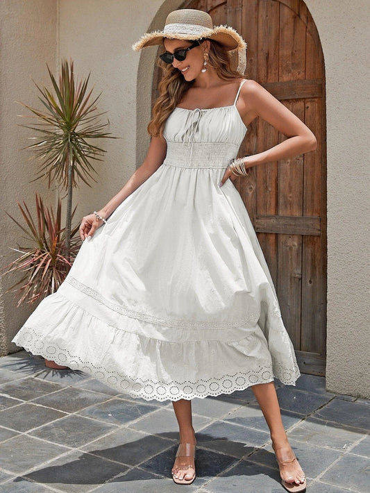 French Romantic Cotton Maxi Dress - Summer Elegance